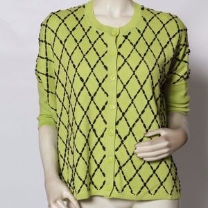 Ribbon Embroidered Cardigan Sweater Small NWT